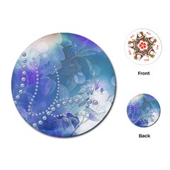 Wonderful Floral Design With Pearls Playing Cards (round) by FantasyWorld7