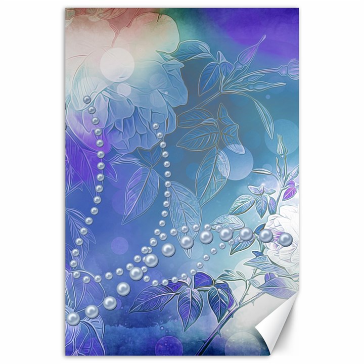 Wonderful Floral Design With Pearls Canvas 24  x 36 