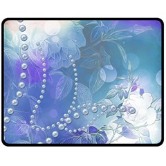 Wonderful Floral Design With Pearls Fleece Blanket (medium)  by FantasyWorld7