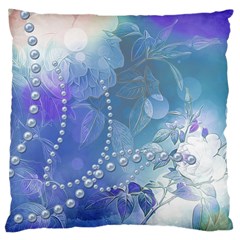 Wonderful Floral Design With Pearls Large Cushion Case (two Sides) by FantasyWorld7