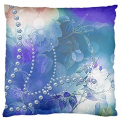 Wonderful Floral Design With Pearls Large Flano Cushion Case (one Side) by FantasyWorld7