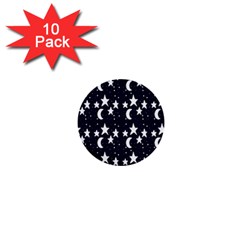 Starry Night Cartoon Print Pattern 1  Mini Buttons (10 pack) 