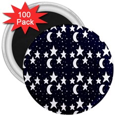 Starry Night Cartoon Print Pattern 3  Magnets (100 Pack)