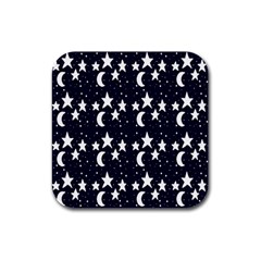 Starry Night Cartoon Print Pattern Rubber Square Coaster (4 pack) 