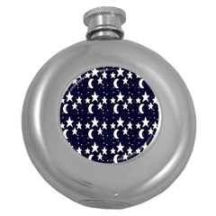 Starry Night Cartoon Print Pattern Round Hip Flask (5 Oz) by dflcprintsclothing