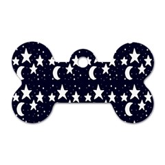 Starry Night Cartoon Print Pattern Dog Tag Bone (one Side)