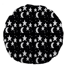 Starry Night Cartoon Print Pattern Large 18  Premium Flano Round Cushions