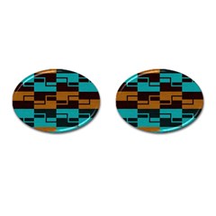 Illusion In Orange & Teal Cufflinks (oval) by WensdaiAmbrose