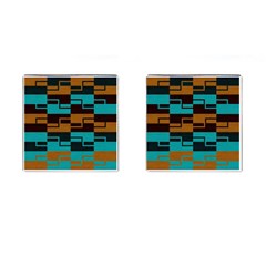 Illusion In Orange & Teal Cufflinks (square) by WensdaiAmbrose