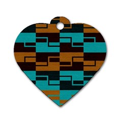 Illusion In Orange & Teal Dog Tag Heart (one Side) by WensdaiAmbrose