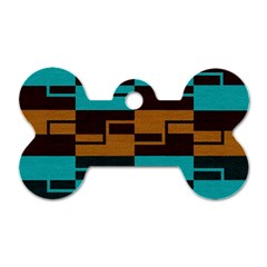 Illusion In Orange & Teal Dog Tag Bone (one Side) by WensdaiAmbrose