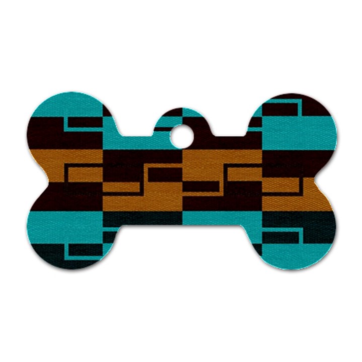 Illusion in Orange & Teal Dog Tag Bone (Two Sides)