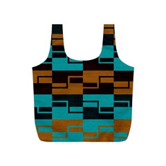 Illusion In Orange & Teal Full Print Recycle Bag (s) by WensdaiAmbrose