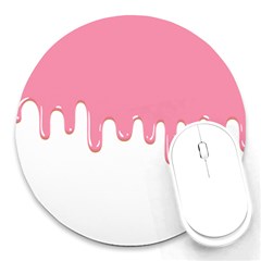 Ice Cream Pink Melting Background Bubble Gum Round Mousepad by genx