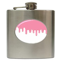 Ice Cream Pink Melting Background Bubble Gum Hip Flask (6 Oz) by genx