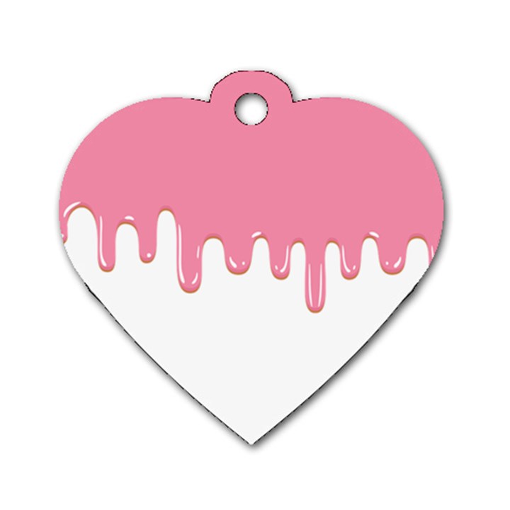 Ice Cream Pink melting background Bubble Gum Dog Tag Heart (One Side)