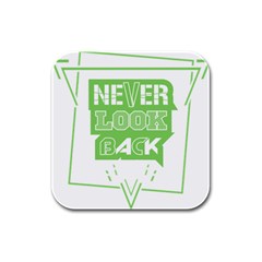 Never Look Back Rubber Square Coaster (4 Pack)  by Melcu