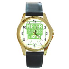 Never Look Back Round Gold Metal Watch by Melcu