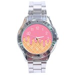 Ice Cream Pink melting background with beige cone Stainless Steel Analogue Watch Front