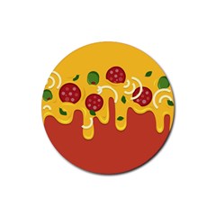 Pizza Topping Funny Modern Yellow Melting Cheese And Pepperonis Rubber Coaster (round)  by genx