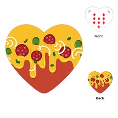 Pizza Topping Funny Modern Yellow Melting Cheese And Pepperonis Playing Cards (heart) by genx