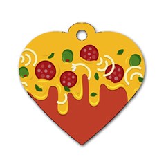 Pizza Topping Funny Modern Yellow Melting Cheese And Pepperonis Dog Tag Heart (two Sides) by genx