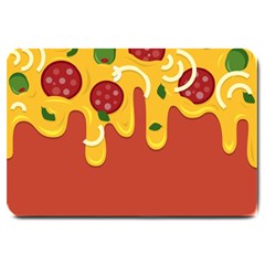 Pizza Topping Funny Modern Yellow Melting Cheese And Pepperonis Large Doormat  by genx