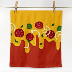 Pizza Topping Funny Modern Yellow Melting Cheese And Pepperonis Face Towel by genx