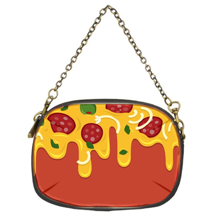 Pizza Topping funny modern yellow melting cheese and pepperonis Chain Purse (Two Sides)