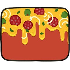 Pizza Topping Funny Modern Yellow Melting Cheese And Pepperonis Fleece Blanket (mini) by genx