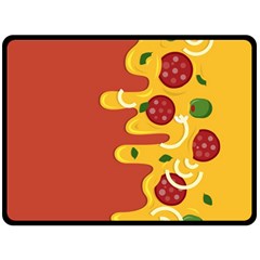 Pizza Topping Funny Modern Yellow Melting Cheese And Pepperonis Fleece Blanket (large)  by genx