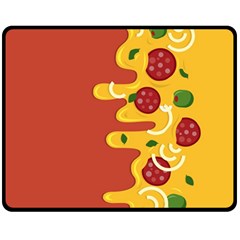 Pizza Topping Funny Modern Yellow Melting Cheese And Pepperonis Fleece Blanket (medium)  by genx