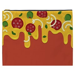 Pizza Topping Funny Modern Yellow Melting Cheese And Pepperonis Cosmetic Bag (xxxl) by genx