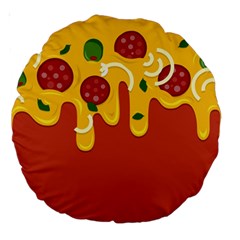 Pizza Topping Funny Modern Yellow Melting Cheese And Pepperonis Large 18  Premium Round Cushions by genx