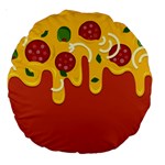 Pizza Topping funny modern yellow melting cheese and pepperonis Large 18  Premium Round Cushions Front