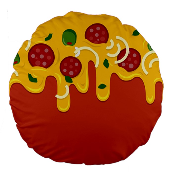 Pizza Topping funny modern yellow melting cheese and pepperonis Large 18  Premium Round Cushions