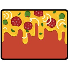 Pizza Topping Funny Modern Yellow Melting Cheese And Pepperonis Double Sided Fleece Blanket (large)  by genx