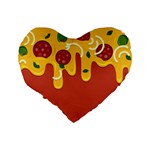 Pizza Topping funny modern yellow melting cheese and pepperonis Standard 16  Premium Flano Heart Shape Cushions Back