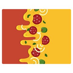 Pizza Topping Funny Modern Yellow Melting Cheese And Pepperonis Double Sided Flano Blanket (medium)  by genx