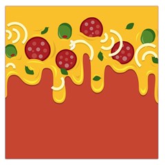 Pizza Topping Funny Modern Yellow Melting Cheese And Pepperonis Large Satin Scarf (square) by genx