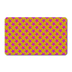 Pink Stars Pattern On Yellow Magnet (rectangular) by BrightVibesDesign