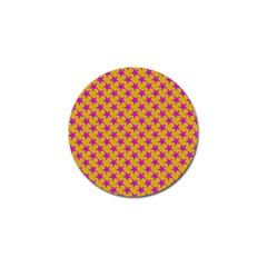 Pink Stars Pattern On Yellow Golf Ball Marker by BrightVibesDesign