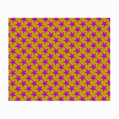 Pink Stars Pattern On Yellow Small Glasses Cloth by BrightVibesDesign