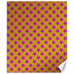 Pink Stars Pattern On Yellow Canvas 8  X 10  by BrightVibesDesign