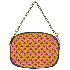 Pink Stars Pattern On Yellow Chain Purse (one Side) by BrightVibesDesign