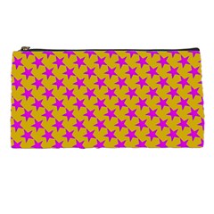 Pink Stars Pattern On Yellow Pencil Cases by BrightVibesDesign