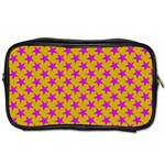 Pink Stars Pattern On Yellow Toiletries Bag (Two Sides) Front