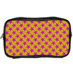 Pink Stars Pattern On Yellow Toiletries Bag (Two Sides) Back