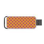 Pink Stars Pattern On Yellow Portable USB Flash (Two Sides) Front