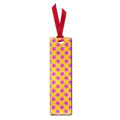 Pink Stars Pattern On Yellow Small Book Marks by BrightVibesDesign